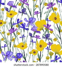 Seamless background with wildflowers.