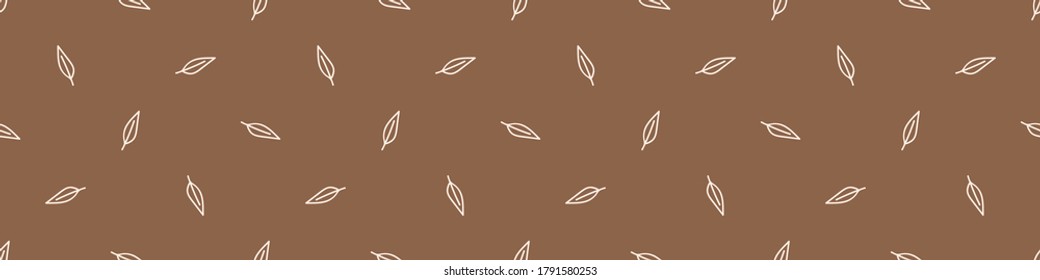Seamless background willow forest leaf gender neutral baby border pattern. Simple whimsical minimal earthy 2 tone color. Kids nursery decor edging fashion ribbon trim.