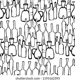 Seamless background of wine bottles
