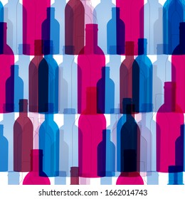 El fondo es impecable, con botellas de vino de colores rojo y azul. Diseño luminoso para web, afiches, textiles, impresos y otros diseños