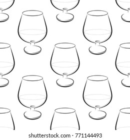 Seamless background with wine glasses. Design element for tasting, menu, wine list, winery, shop. Line style. 