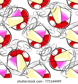 Seamless background with wine glasses. Design element for tasting, menu, wine list, winery, shop. Line style. 