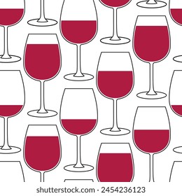 Fondo inconsútil con copas de vino. Diseño de vino tinto. Patrón de vino moderno para textil, póster, impresión y otro diseño.