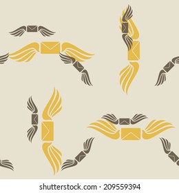 seamless background, wing, feather, angel, newsletter, envelope