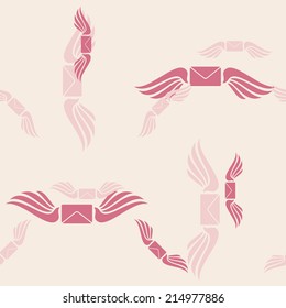 seamless background, wing, feather, angel, newsletter, envelope