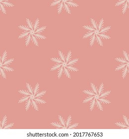 Seamless background winter foliage gender neutral pattern. Whimsical minimal earthy 2 tone color. kids nursery wallpaper or boho cartoon fashion all over print.