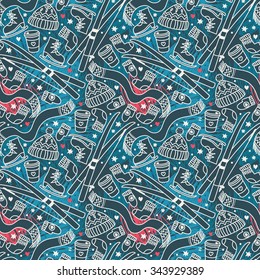 seamless background for winter games and sports, vector illustration