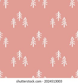 Motif harmonieux de l'arbre d'hiver, neutre du genre. Couleur de couleur de 2 tons minimaliste et fantasque. papier peint de la crèche pour enfants ou mode de dessin animé pour les choeurs partout sur papier.
