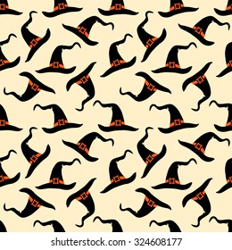 Seamless background with witch hats. Halloween pattern.
