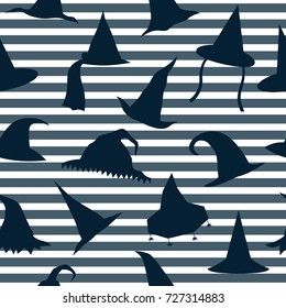 seamless background with witch hats. Halloween pattern