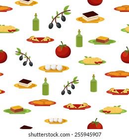 Seamless background witn cartoon italian food for your design