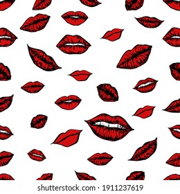 Nahtloser Hintergrund. Frauenrote Lippen. Vektorgrafik