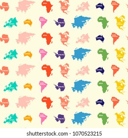 Seamless background with world continents for your design