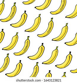 Seamless background with yellow bananas. Vector illustration.