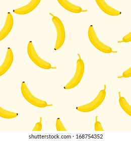 Nahtloser Hintergrund mit gelben Bananen.  Vektorgrafik.