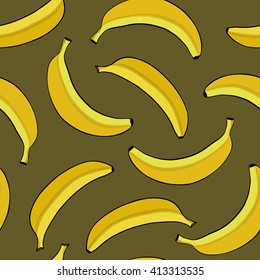 Seamless background with yellow bananas. Vector illustration.