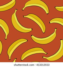 Seamless background with yellow bananas. Vector illustration.