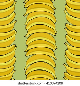Seamless background with yellow bananas. Vector illustration.