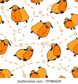 Seamless background with yellow dogs
