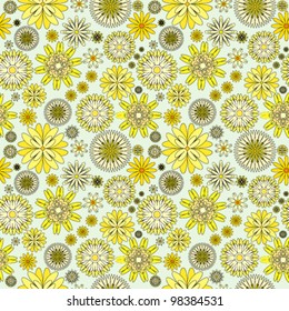 Seamless background with yellow flowers