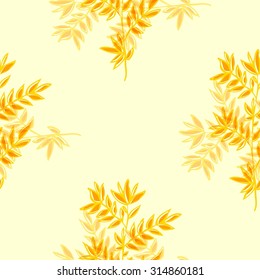 Seamless background with yellow leaves, vector illustration.