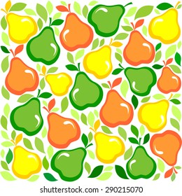 seamless background with yellow, orange and green pears
