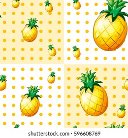 Seamless background with yellow pineapples illustration