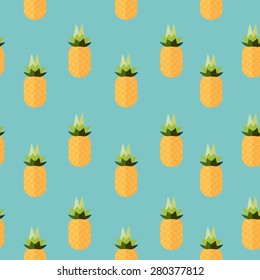 Seamless background with yellow pineapples Vector illustration.