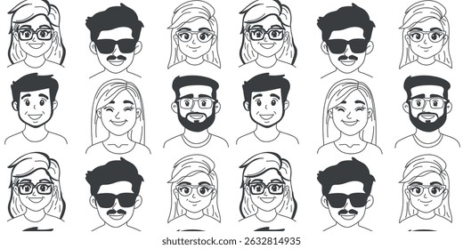  seamless background with young faces
, art vector illustration