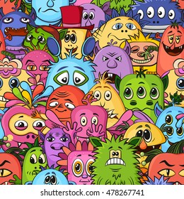 Cartoon Monsters Pattern Vector Art & Graphics