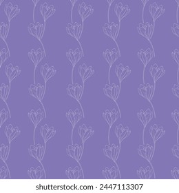 Seamless background for your design. Hand-drawn pattern with white crocuses.