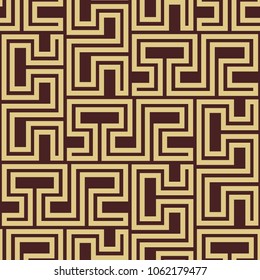Seamless background for your designs. Modern brown and golden vector ornament. Geometric abstract pattern