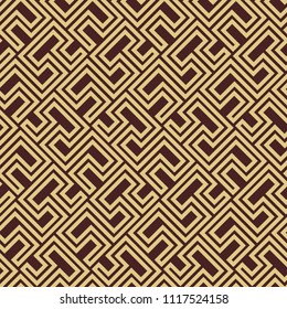 Seamless background for your designs. Modern vector brown and golden ornament. Geometric abstract pattern