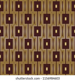 Seamless background for your designs. Modern vector brown and golden ornament. Geometric abstract pattern