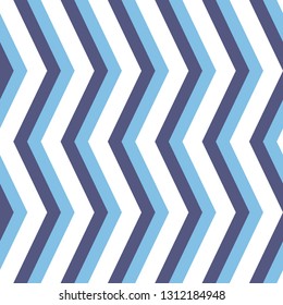 Seamless background for your designs. Modern vector ornament with blue and white zigzags. Geometric abstract pattern