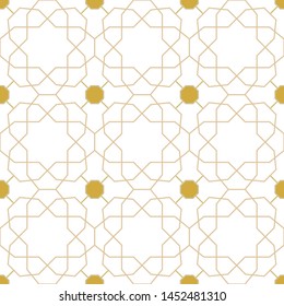 Seamless background for your designs. Modern vector ornament. Geometric abstract golden pattern