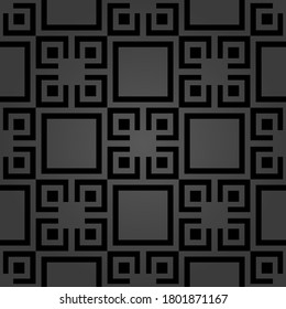 Seamless background for your designs. Modern vector ornament with black squares. Geometric abstract pattern