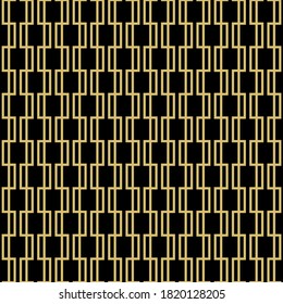 Seamless background for your designs. Modern vector black and golden ornament. Geometric abstract pattern