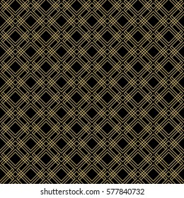 Seamless background for your designs. Modern vector black and golden ornament. Geometric abstract pattern
