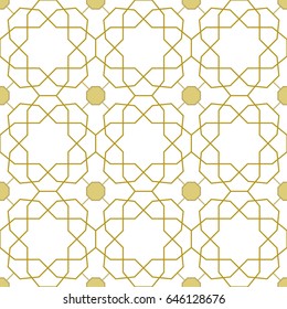Seamless background for your designs. Modern vector golden ornament. Geometric abstract pattern