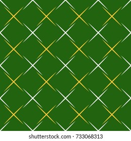 Seamless background for your designs. Modern vector colored ornament with diagonal white and golden lines. Geometric abstract pattern