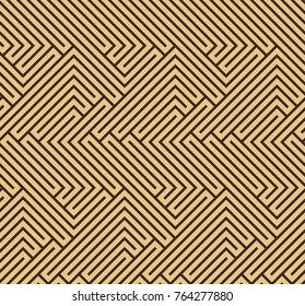 Seamless background for your designs. Modern vector ornament. Geometric abstract brown and golden pattern
