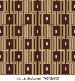 Seamless background for your designs. Modern vector brown and golden ornament. Geometric abstract pattern