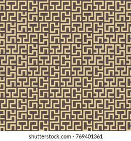 Seamless background for your designs. Modern vector brown and golden ornament. Geometric abstract pattern.