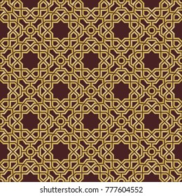 Seamless background for your designs. Modern vector golden ornament. Geometric abstract pattern