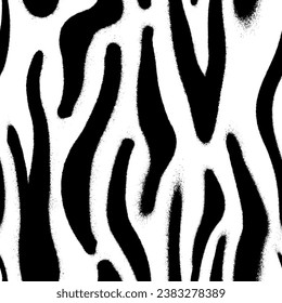 Seamless background. Zebra texture painted with spray paint. Vector illustration.