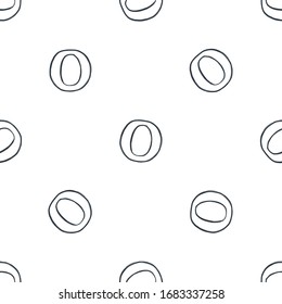 Seamless background with zero. Numeral abstract backdrop with number 0. School graphic vector seamless pattern. Mathematics font design.