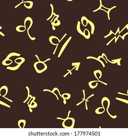 Seamless background with zodiac signs