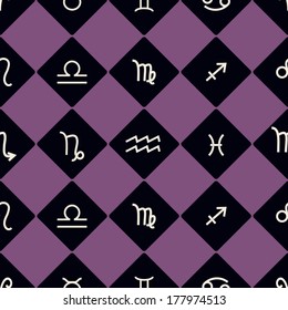 Seamless background with zodiac signs
