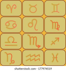 Seamless background with zodiac signs